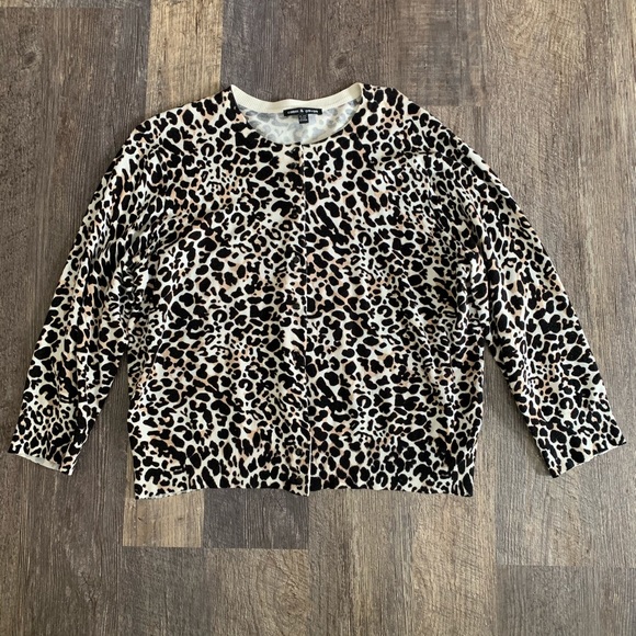 Cable & Gauge Sweaters - Cable & Gauge Leopard Print Cardigan
